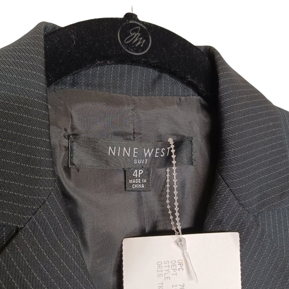 NINE WEST SUIT Black White Thin Pinstripe Print Button Blazer Trouser Set 4P - Picture 3 of 15